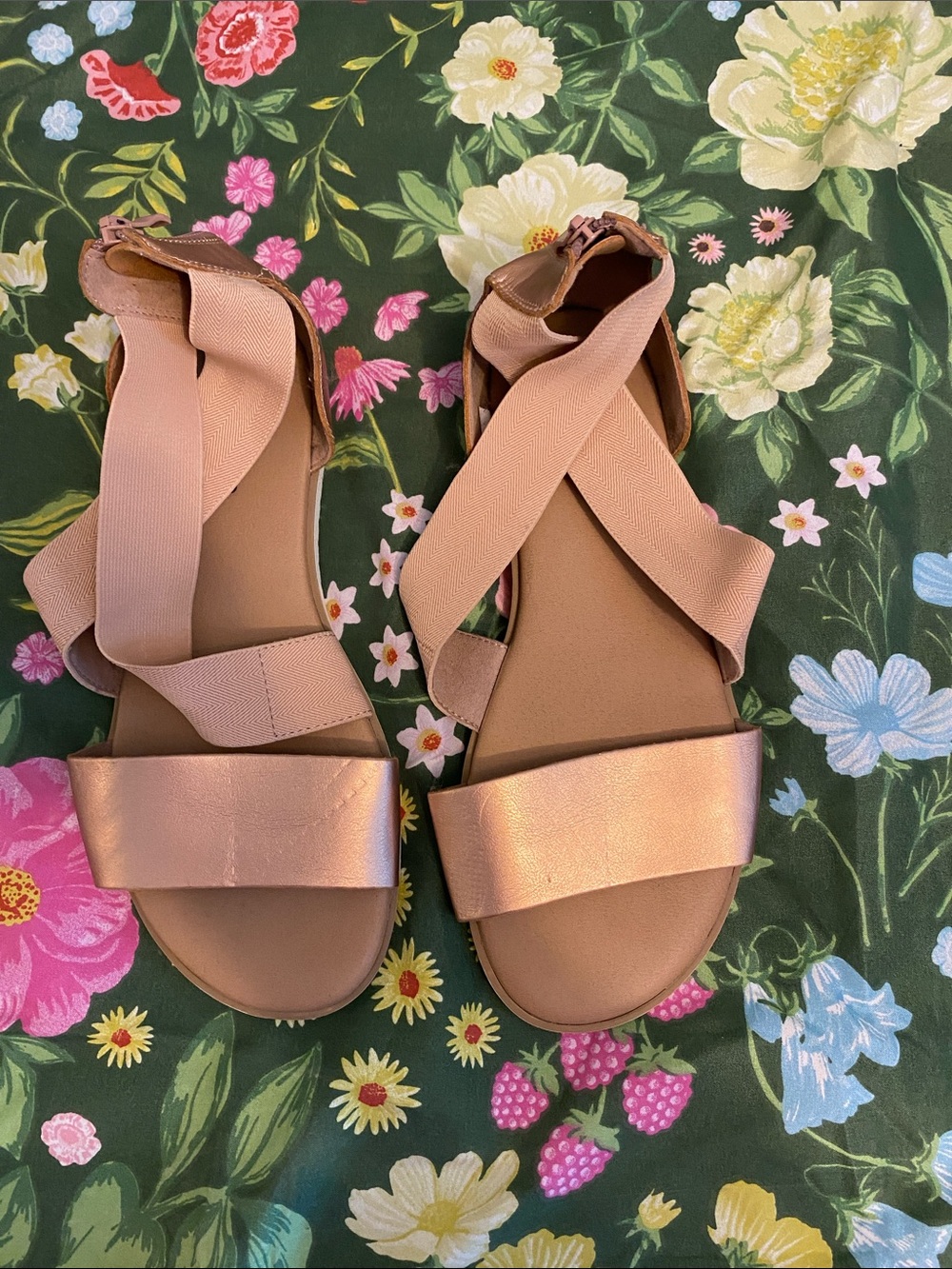 torrid Blush Rose Gold Crisscross Strap Sandals